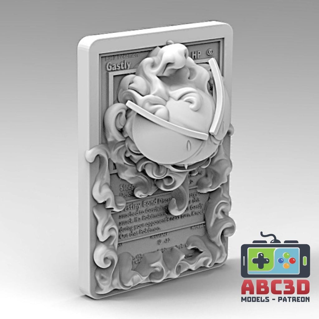 Gastly - 3D Printed Pokemon Card Wall Hanger | Fan Art | Pokemon TCG | Resin Model | ABC3D Models