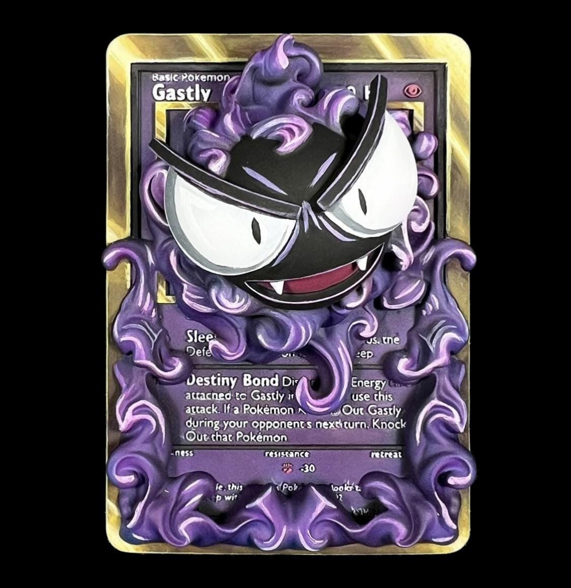 Gastly - 3D Printed Pokemon Card Wall Hanger | Fan Art | Pokemon TCG | Resin Model | ABC3D Models