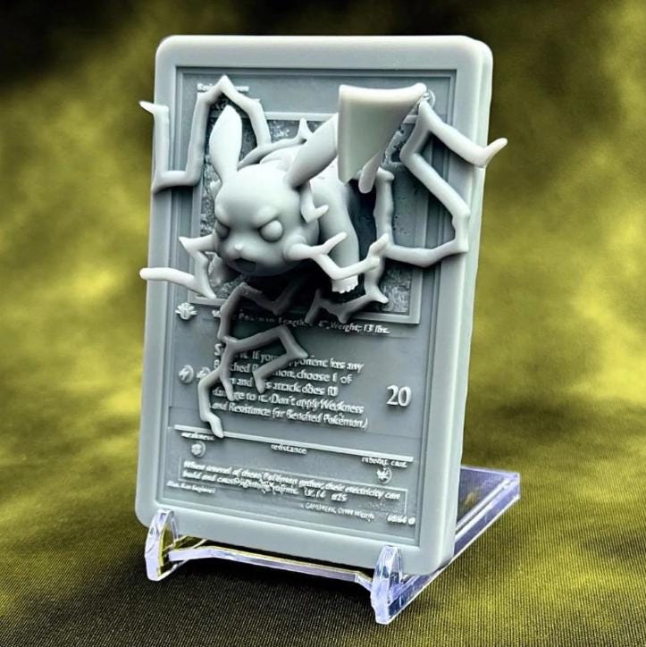 Pikachu - 3D Printed Pokemon Card Wall Hanger | Fan Art | Pokemon TCG | Resin Model | ABC3D Models