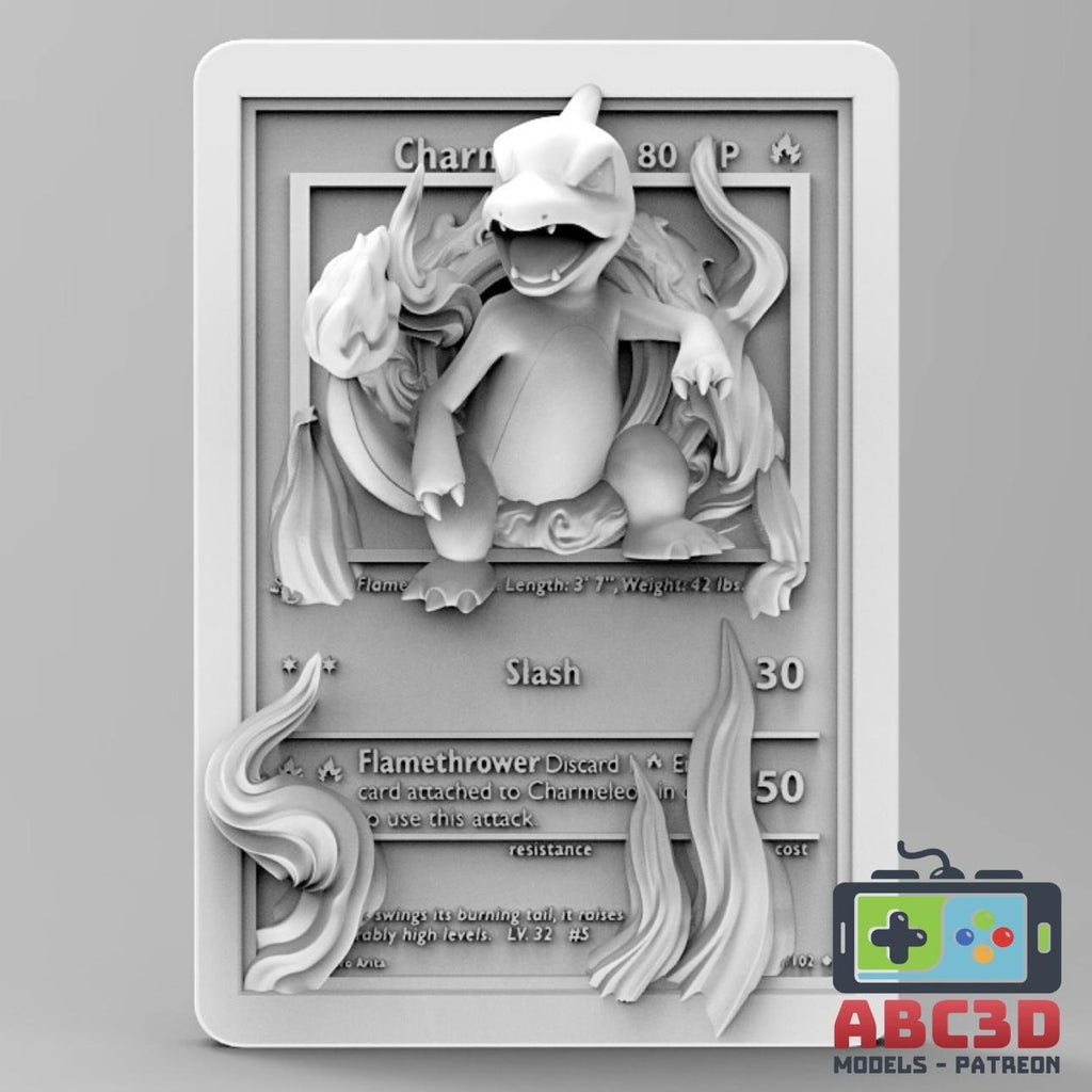 Charmeleon - 3D Printed Pokemon Card Wall Hanger | Fan Art | Pokemon TCG | Resin Model | ABC3D Models