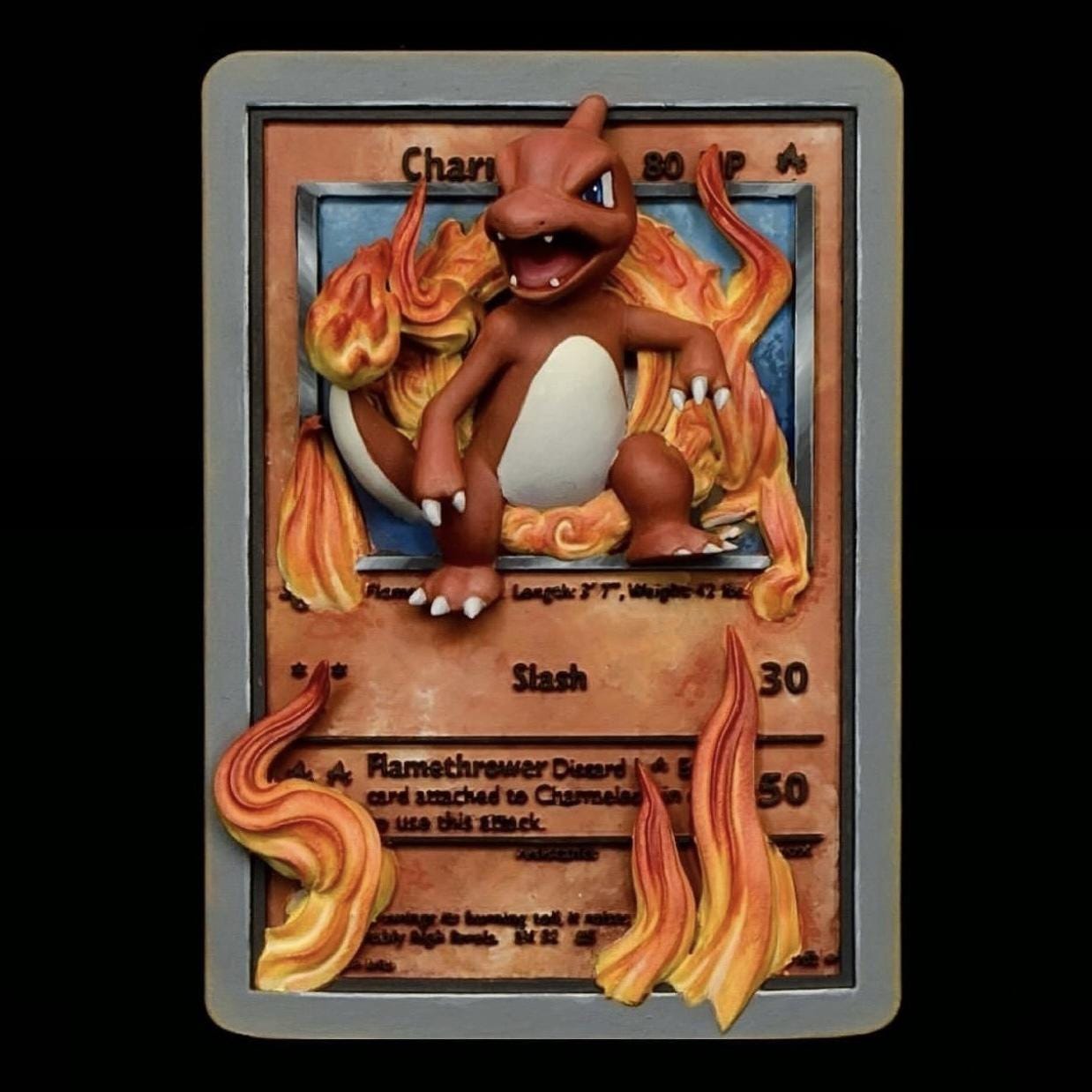 Charmeleon - 3D Printed Pokemon Card Wall Hanger | Fan Art | Pokemon TCG | Resin Model | ABC3D Models
