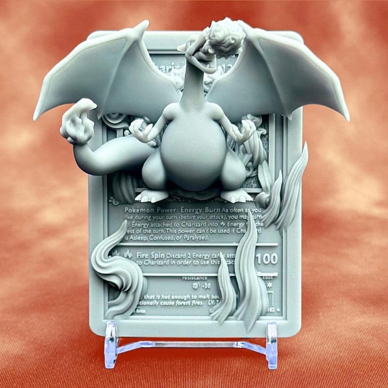 Charizard - 3D Printed Pokemon Card Wall Hanger | Fan Art | Pokemon TCG | Resin Model | ABC3D Models