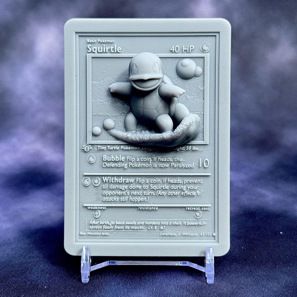 Squirtle - 3D Printed Pokemon Card Wall Hanger | Fan Art | Pokemon TCG | Resin Model | ABC3D Models