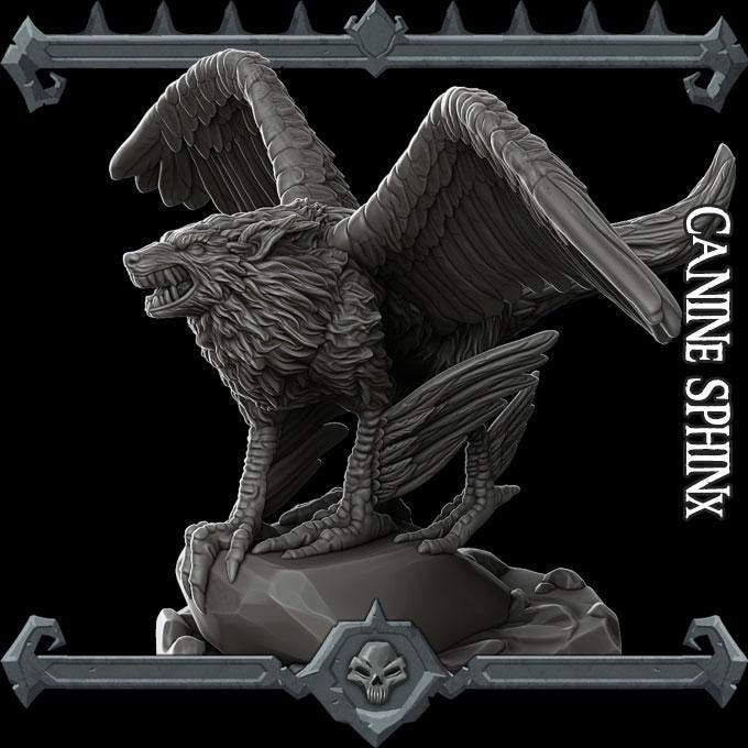 Canine Sphinx | Fantastic Beasts | Rocket Pig Games | Miniatures for tabletop games. 28mm to 32mm Resin for RPG, D&D, Dungeons and Dragons