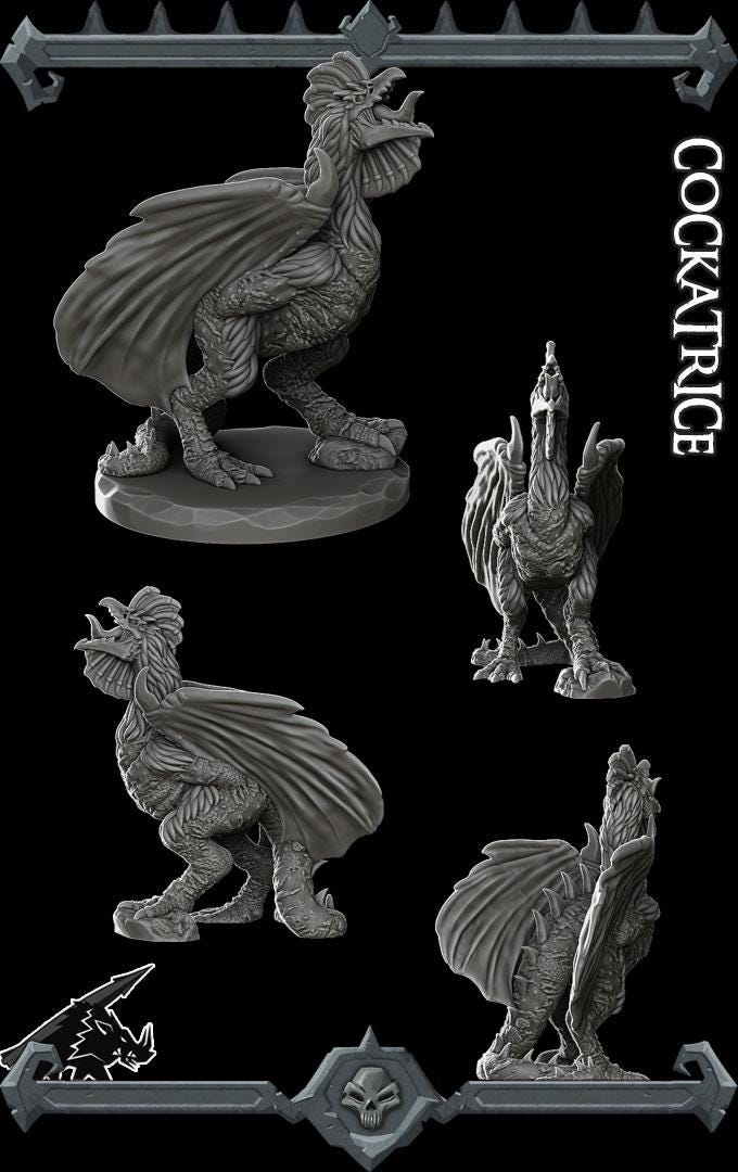 Cockatrice | Fantastic Beasts Collection | Rocket Pig Games | Miniatures for tabletop games. 28mm to 32mm Resin for RPG, D&D, TTRPG
