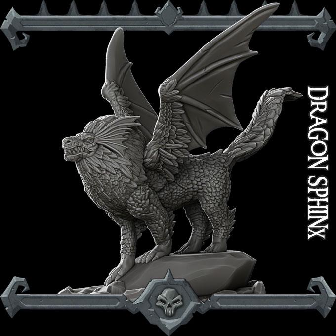 Dragon Sphinx | Fantastic Beasts Collection | Rocket Pig Games | Miniatures for tabletop games. 28mm to 32mm Resin for RPG, D&D, TTRPG