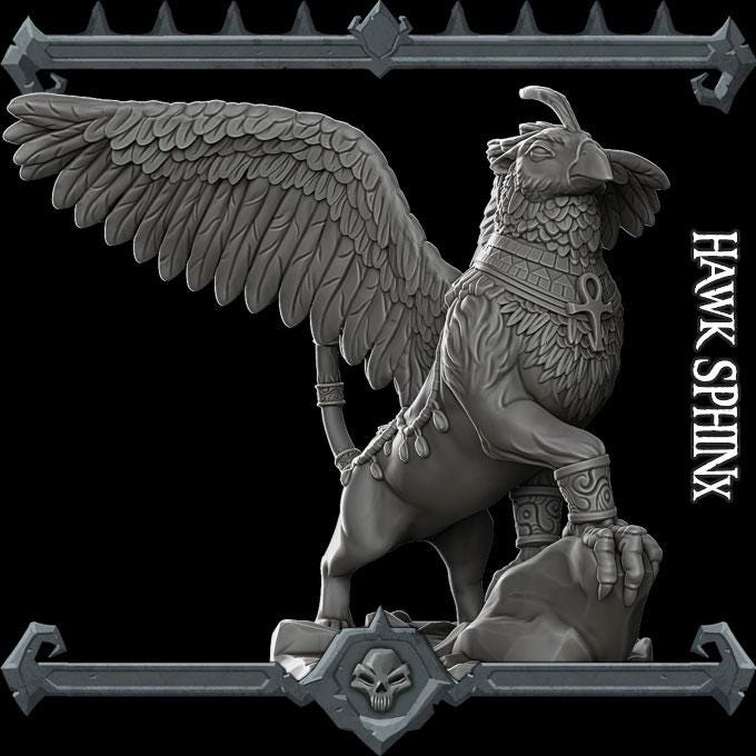Hawk Sphinx | Fantastic Beasts Collection | Rocket Pig Games | Miniatures for tabletop games. 28mm to 32mm Resin for RPG, D&D, TTRPG