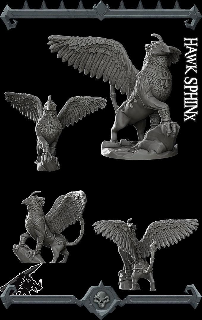 Hawk Sphinx | Fantastic Beasts Collection | Rocket Pig Games | Miniatures for tabletop games. 28mm to 32mm Resin for RPG, D&D, TTRPG