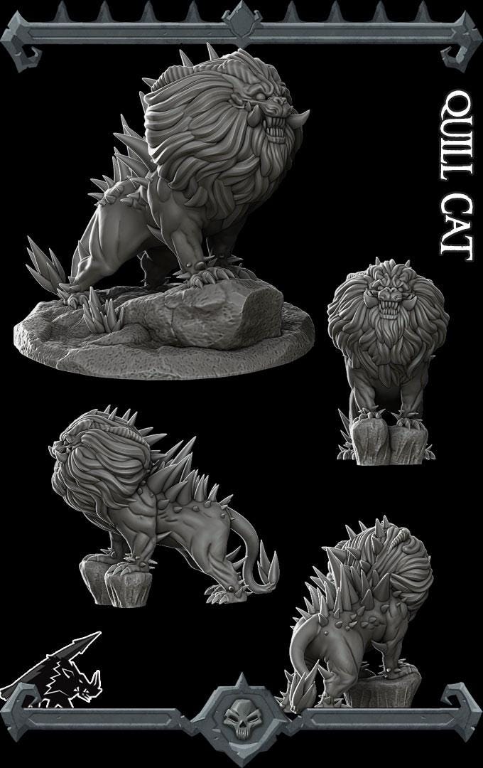 Quill Cat | Fantastic Beasts Collection | Rocket Pig Games | Miniatures for tabletop games. 28mm to 32mm Resin for RPG, D&D, TTRPG