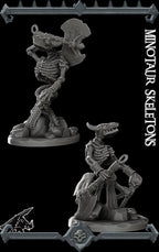 Minotaur Skeletons - Set of 2 | Undead Collection | Rocket Pig Games | Miniatures for tabletop games. 28mm to 32mm Resin for RPG, D&D, TTRPG