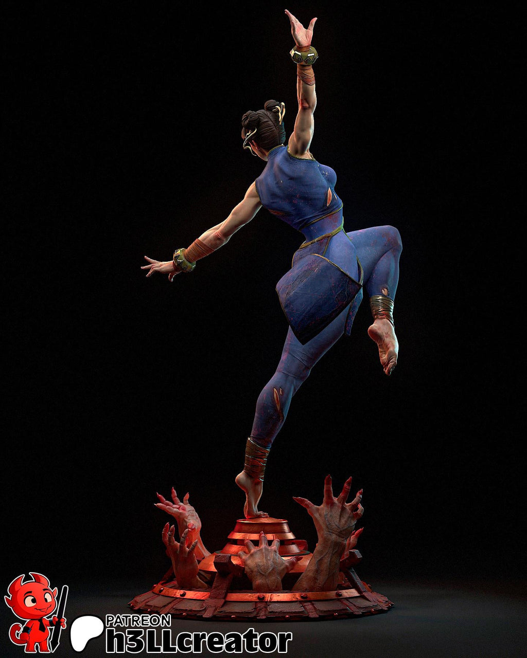 Chun-Li from Street Fighter (fan art) Model or Bust | Miniature scale 1:12 | h3LL Creator | DIY Model Kit