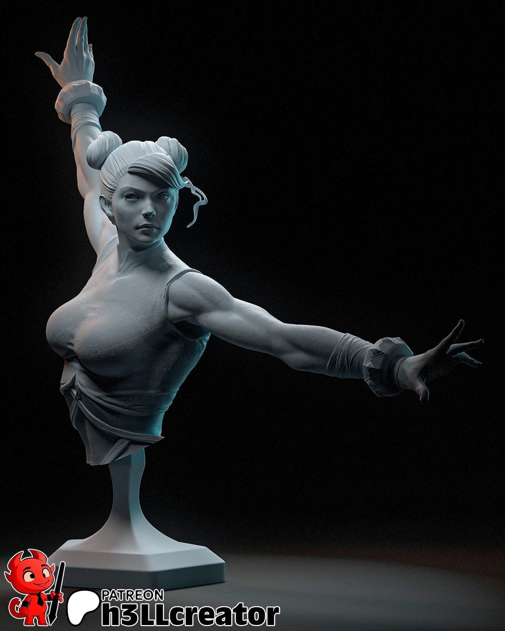 Chun-Li from Street Fighter (fan art) Model or Bust | Miniature scale 1:12 | h3LL Creator | DIY Model Kit