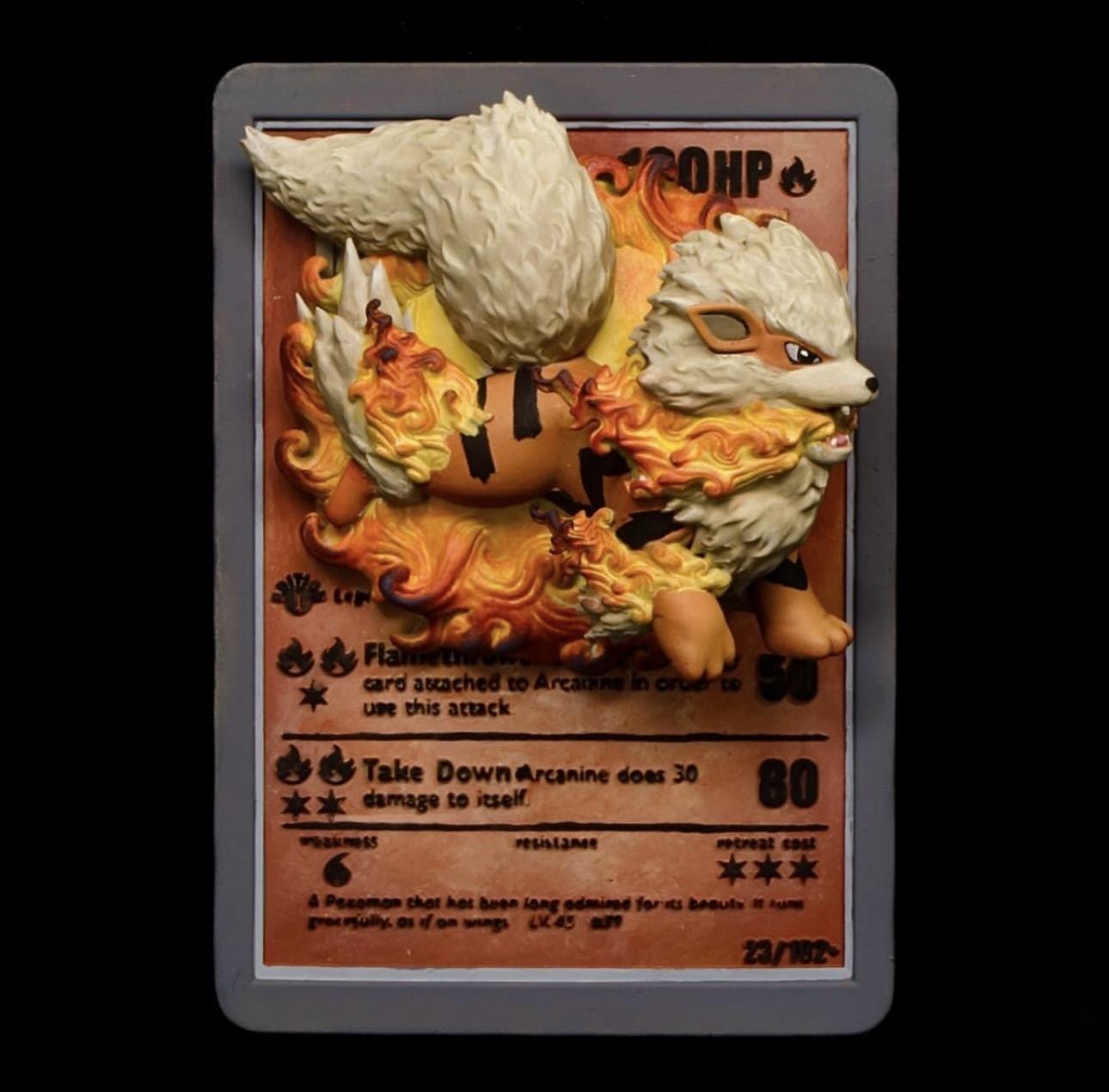 pokemon 3d card art Arcanine - 3D Printed Pokemon Card Wall Hanger | Fan Art