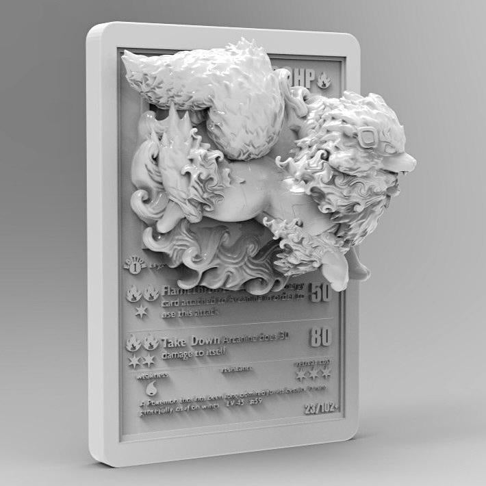 Arcanine - 3D Printed Pokemon Card Wall Hanger | Fan Art | Pokemon TCG | Resin Model | ABC3D Models