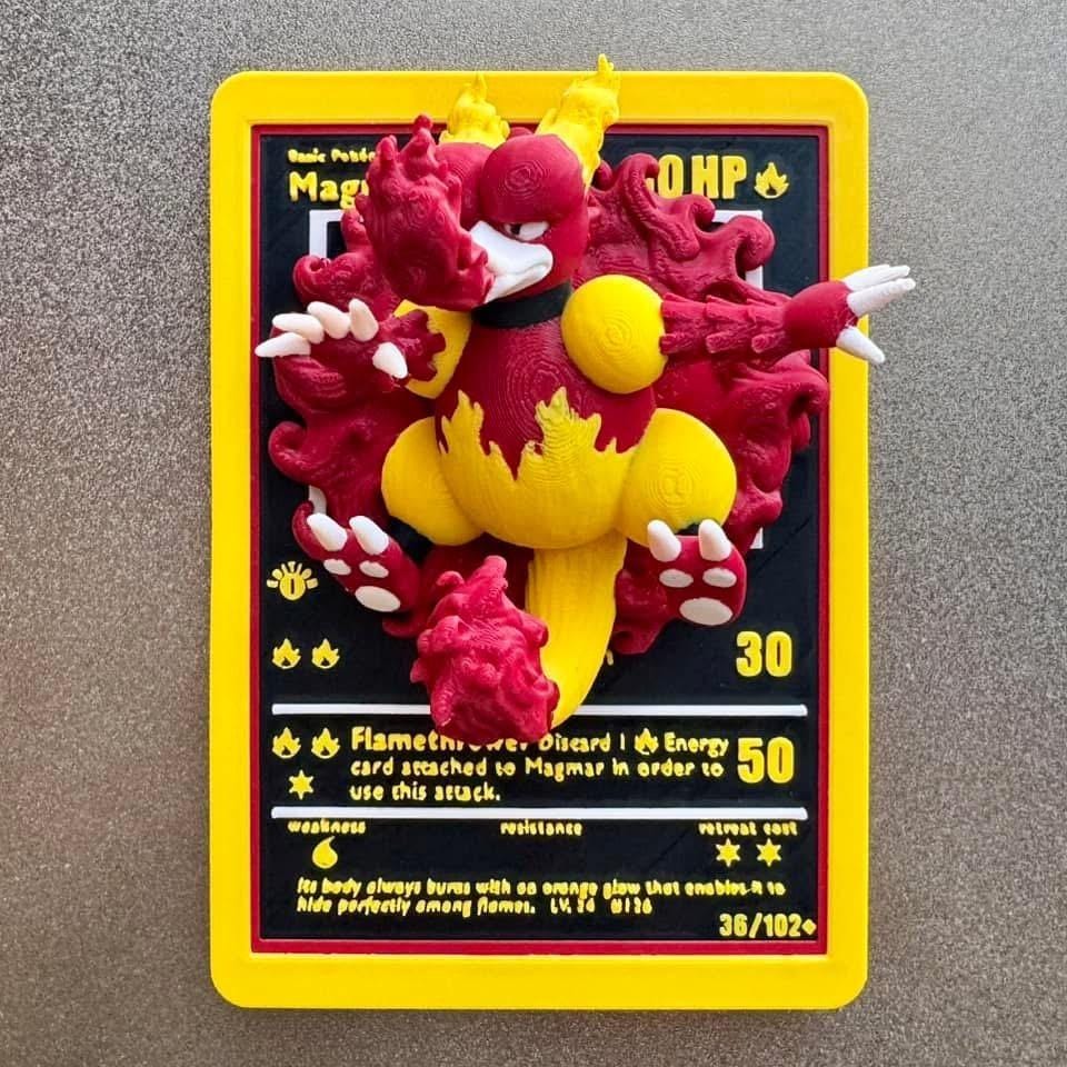 Magmar - 3D Printed Pokemon Card Wall Hanger | Fan Art | Pokemon TCG | Resin Model | ABC3D Models