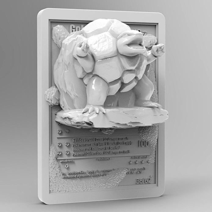 Golem - 3D Printed Pokemon Card Wall Hanger | Fan Art | Pokemon TCG | Resin Model | ABC3D Models