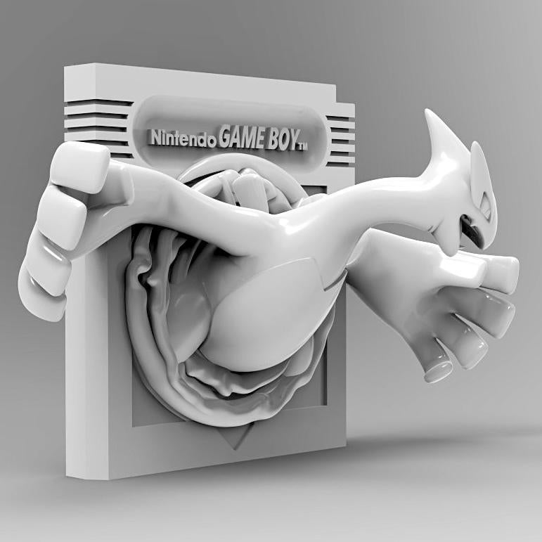 Lugia Silver - 3D Printed Pokemon Game Boy Cartridge Wall Hanger | Fan Art | Pokemon TCG | Resin Model | ABC3D Models