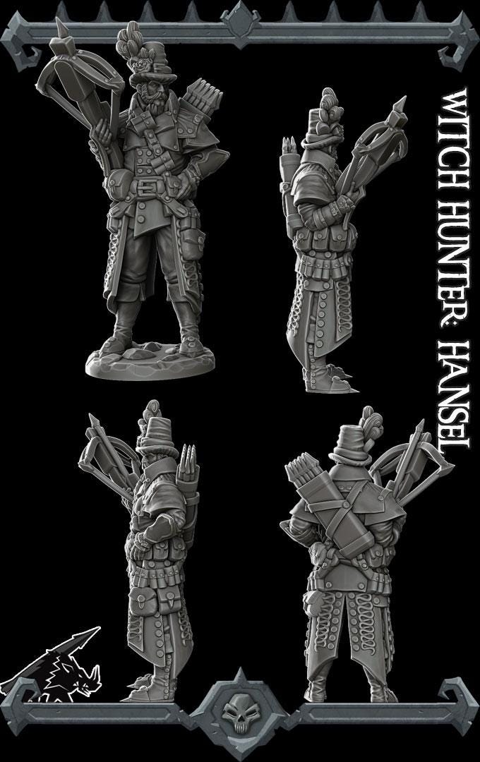 Witch Hunter Hansel | Bonus | Rocket Pig Games | Miniatures for tabletop games. 28mm to 32mm Resin for RPG, D&D, Dungeons and Dragons