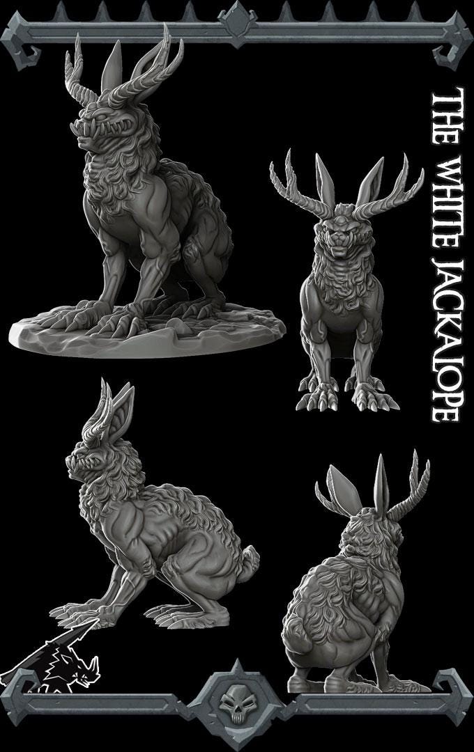 White Jackalope Miniature: 28-32mm Resin RPG D&D Model Kit