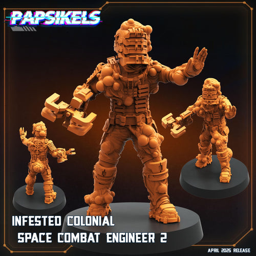 Aliens Vs Humans - Star Conflict -  Infested Colonial Space Combat Engineer Set 1 - Isaac Dead Space, Papsikels, 32mm Mini - For TTRPG