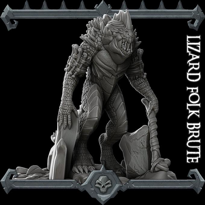 Lizardfolk Brute Miniature: 28mm Resin RPG Figure