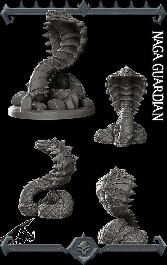 Naga Guardian | Bonus | Rocket Pig Games | Miniatures for tabletop games. 28mm to 32mm Resin for RPG, D&D, Dungeons and Dragons