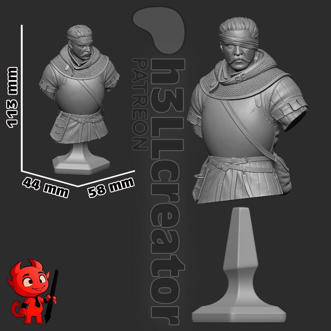 Jan of Trotznov / Zizka from Kingdom Come Deliverance 2 (fan art) Model | Miniature scale 1:12 | h3LL Creator | DIY Model Kit