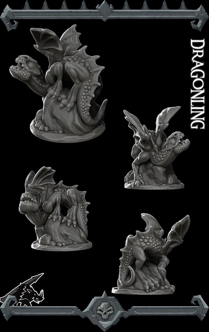 Dragonling Miniature: 28-32mm Resin RPG Mini - Rocket Pig Games