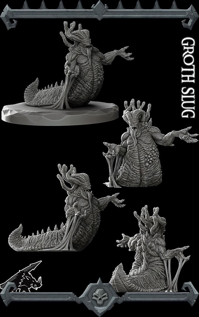 Groth Slug | Aberrations Collection | Rocket Pig Games | Miniatures for tabletop games. 28mm to 32mm Resin for RPG, D&D, TTRPG