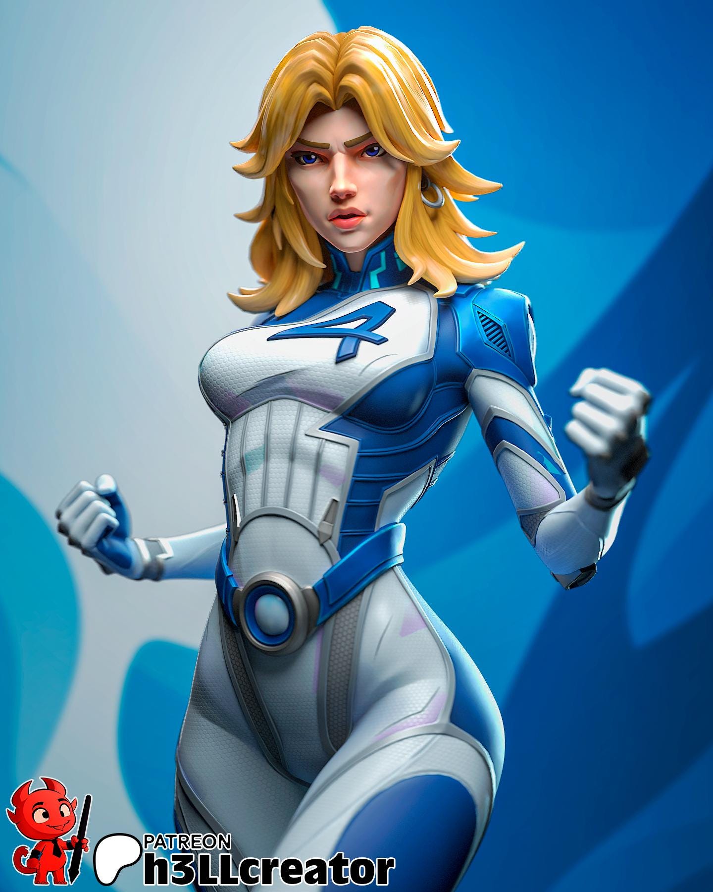 Invisible Woman from Marvel Rivals (fan art) | Full Model or Bust | Miniature scale 1:12 | h3LL Creator | DIY Model Kit