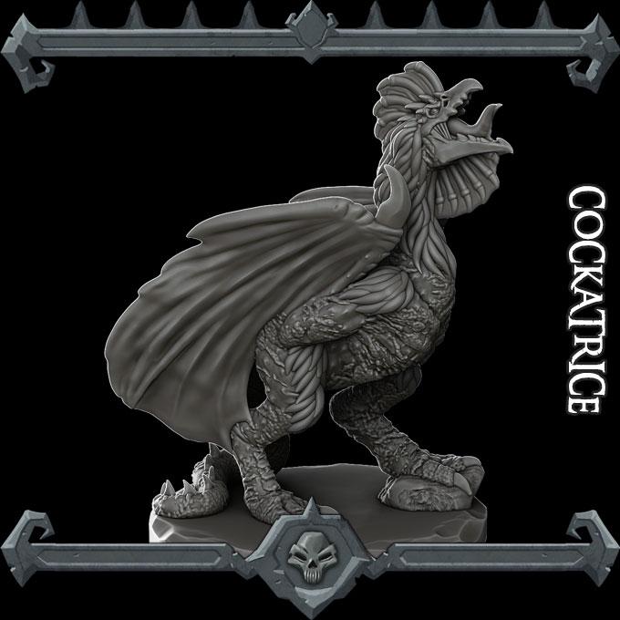 Cockatrice | Fantastic Beasts Collection | Rocket Pig Games | Miniatures for tabletop games. 28mm to 32mm Resin for RPG, D&D, TTRPG