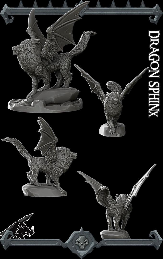 Dragon Sphinx | Fantastic Beasts Collection | Rocket Pig Games | Miniatures for tabletop games. 28mm to 32mm Resin for RPG, D&D, TTRPG