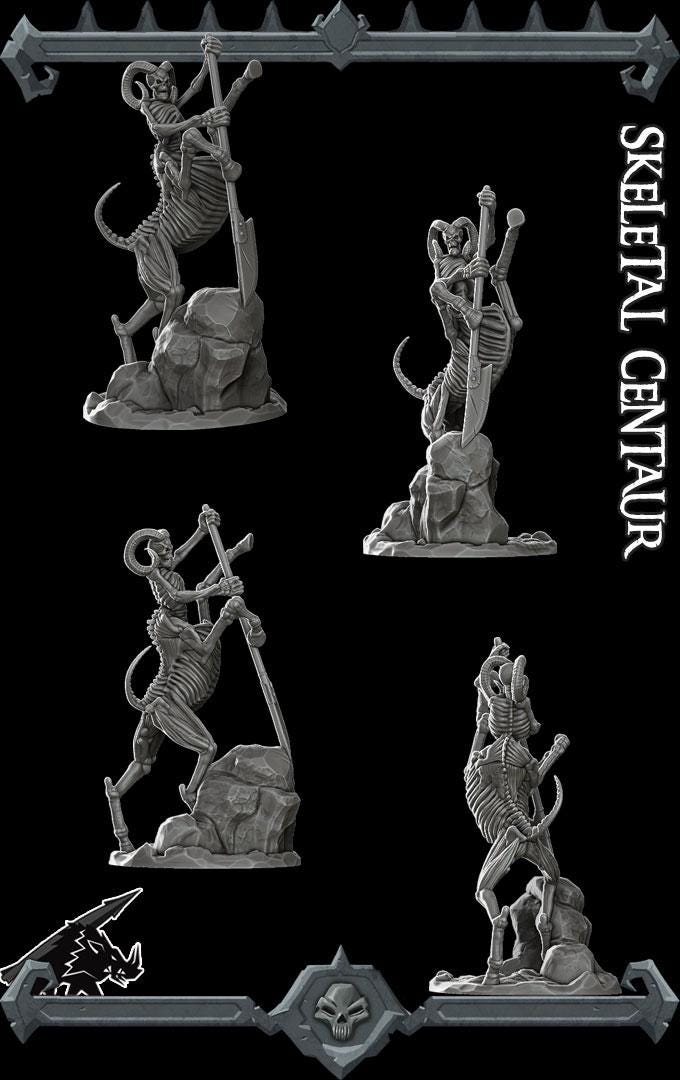 Skeletal Centaur | Undead Collection | Rocket Pig Games | Miniatures for tabletop games. 28mm to 32mm Resin for RPG, D&D, TTRPG