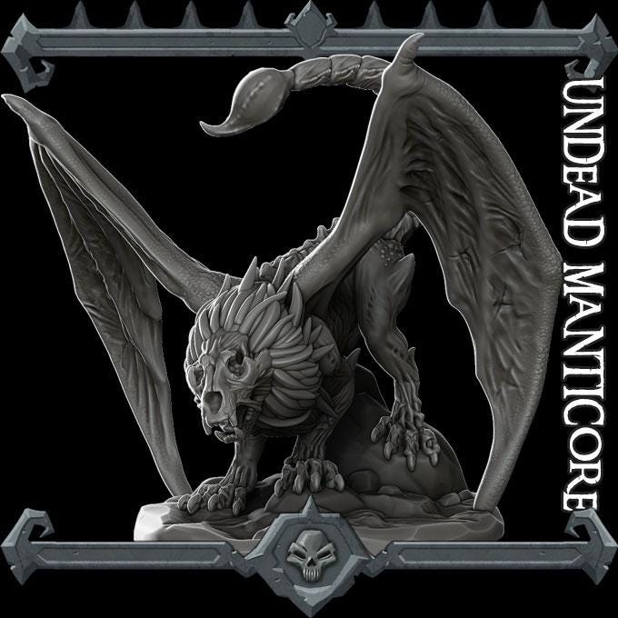 Undead Manticore | Undead Collection | Rocket Pig Games | Miniatures for tabletop games. 28mm to 32mm Resin for RPG, D&D, TTRPG