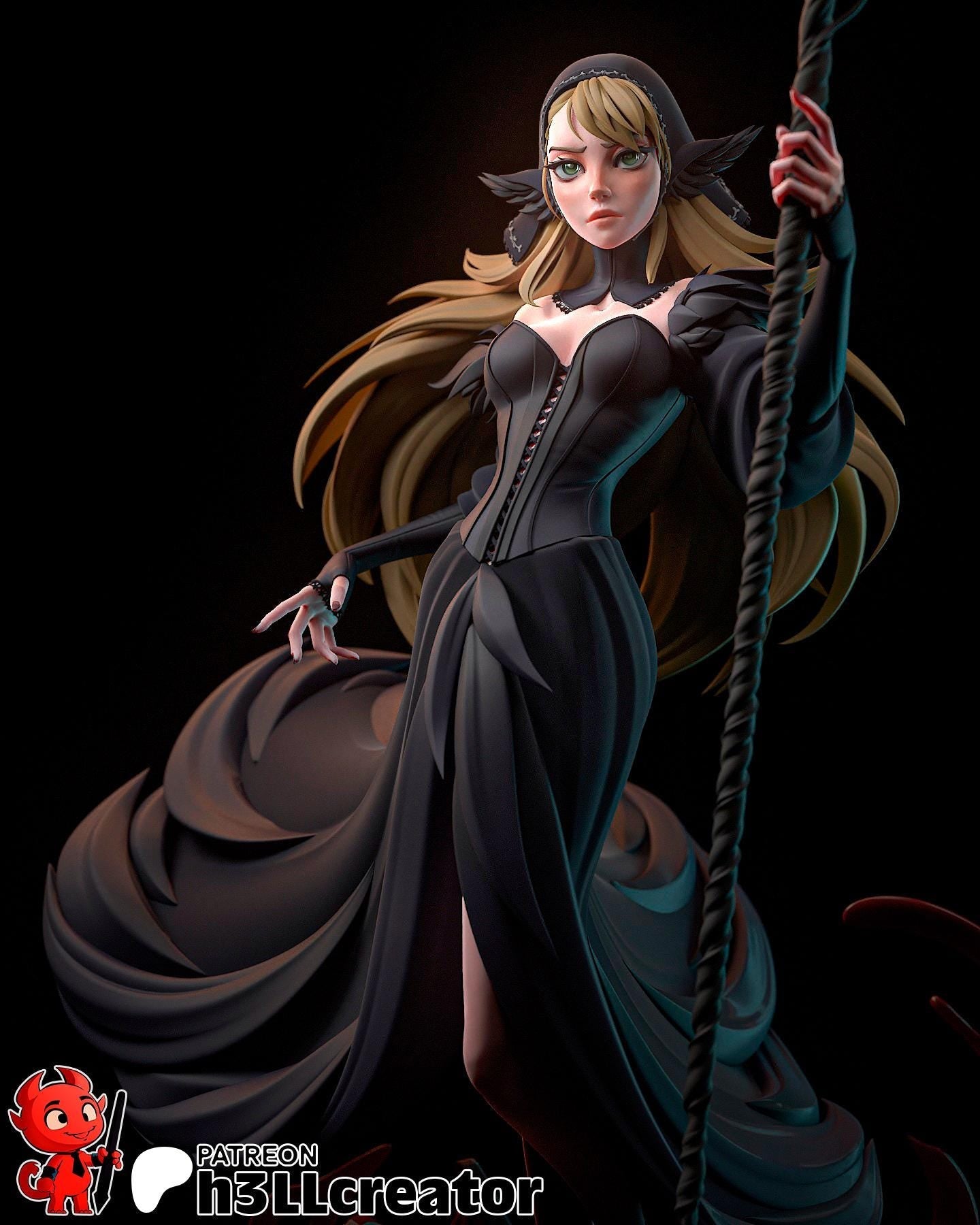 marcille black dress Cosplay: A Stunning Transformation and the gold weapons on the chest and waist create an elegant luster and a sense of luxury Would you wear this to