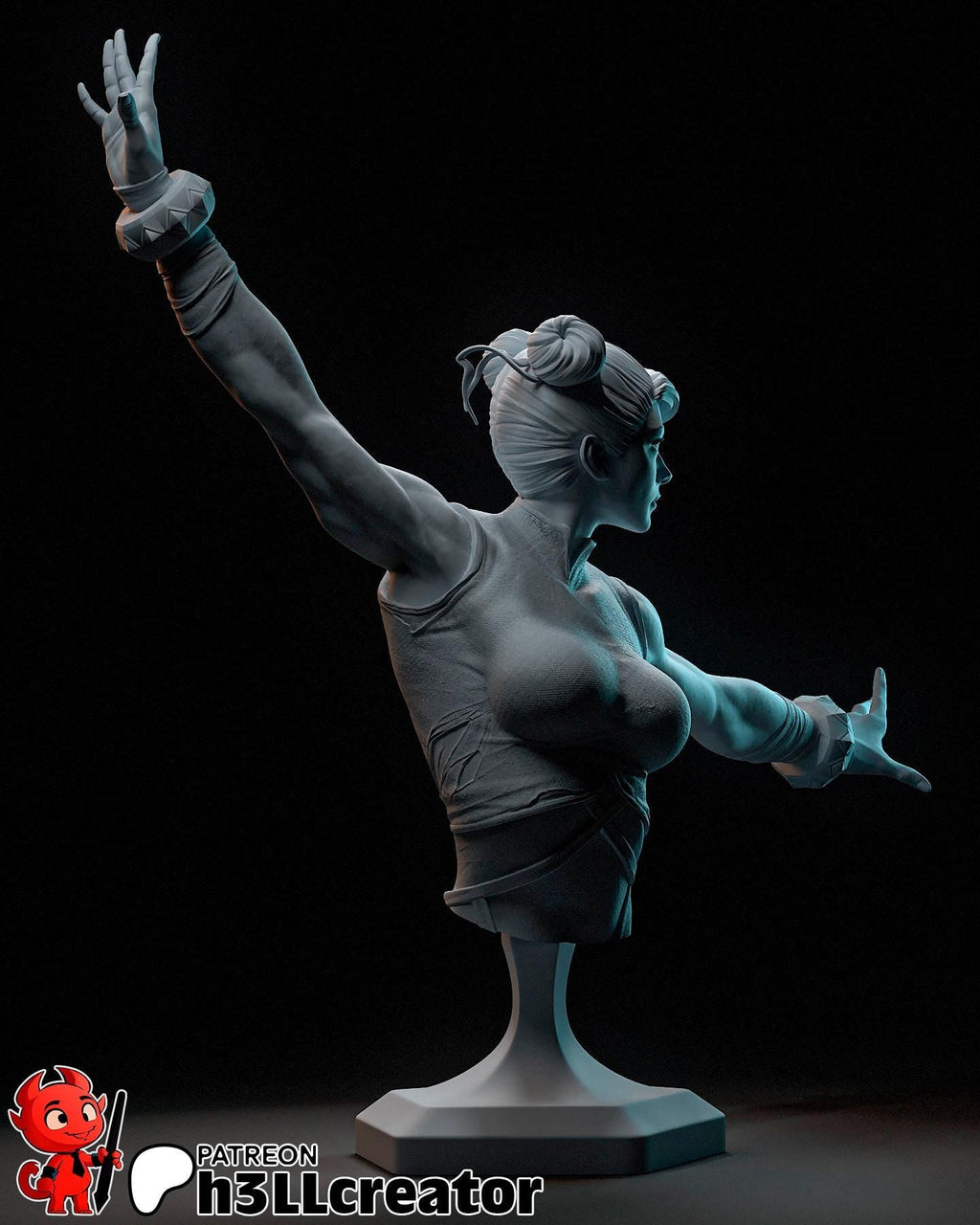 Chun-Li from Street Fighter (fan art) Model or Bust | Miniature scale 1:12 | h3LL Creator | DIY Model Kit