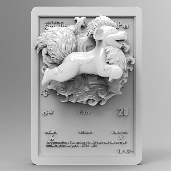 Growlithe - 3D Printed Pokemon Card Wall Hanger | Fan Art | Pokemon TCG | Resin Model | ABC3D Models