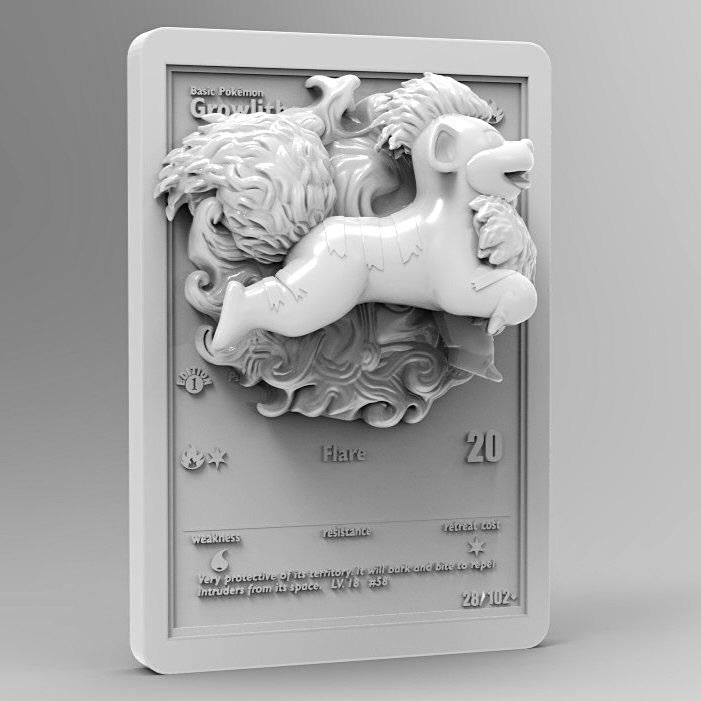 Growlithe - 3D Printed Pokemon Card Wall Hanger | Fan Art | Pokemon TCG | Resin Model | ABC3D Models