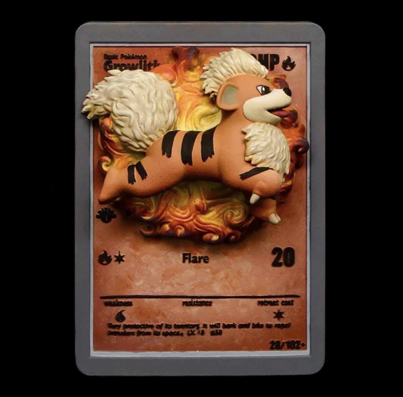 pokemon 3d card art Growlithe - 3D Printed Pokemon Card Wall Hanger | Fan Art