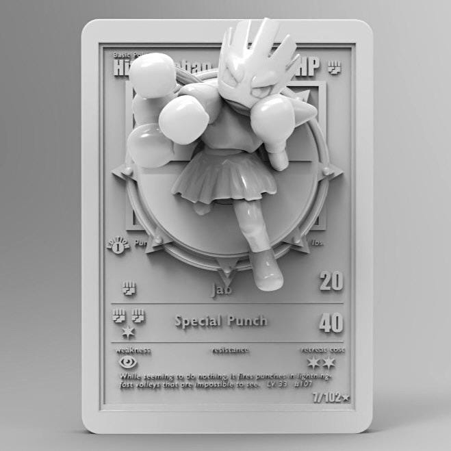 Hitmonchan - 3D Printed Pokemon Card Wall Hanger | Fan Art | Pokemon TCG | Resin Model | ABC3D Models