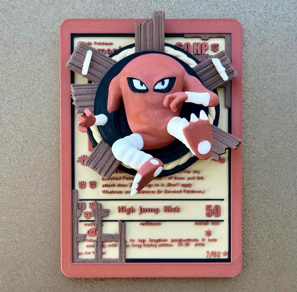 Hitmonlee - 3D Printed Pokemon Card Wall Hanger | Fan Art | Pokemon TCG | Resin Model | ABC3D Models