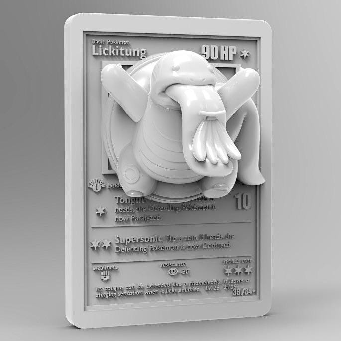 Lickitung - 3D Printed Pokemon Card Wall Hanger | Fan Art | Pokemon TCG | Resin Model | ABC3D Models