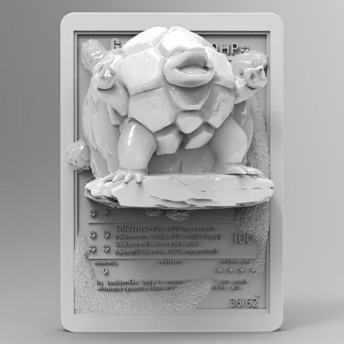 Golem - 3D Printed Pokemon Card Wall Hanger | Fan Art | Pokemon TCG | Resin Model | ABC3D Models