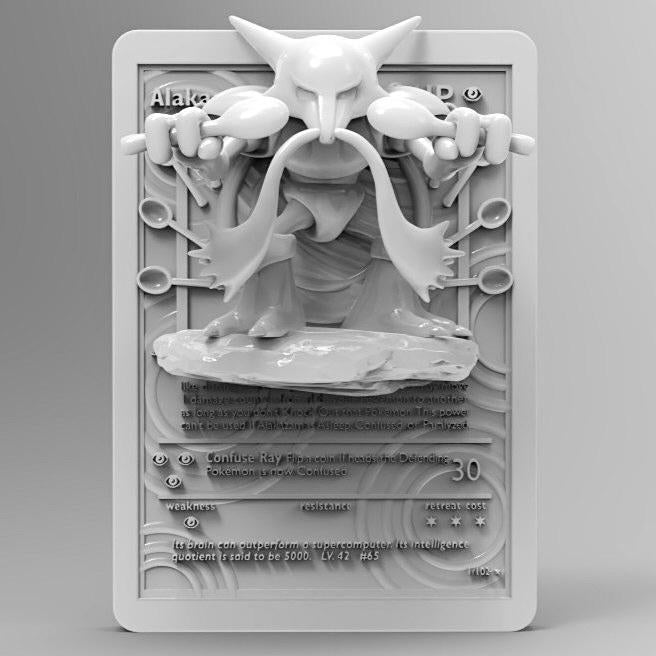Alakazam - 3D Printed Pokemon Card Wall Hanger | Fan Art | Pokemon TCG | Resin Model | ABC3D Models