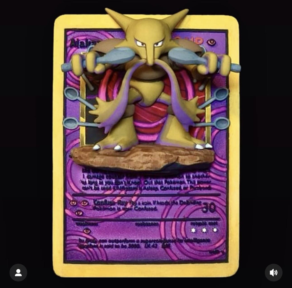 Alakazam - 3D Printed Pokemon Card Wall Hanger | Fan Art | Pokemon TCG | Resin Model | ABC3D Models