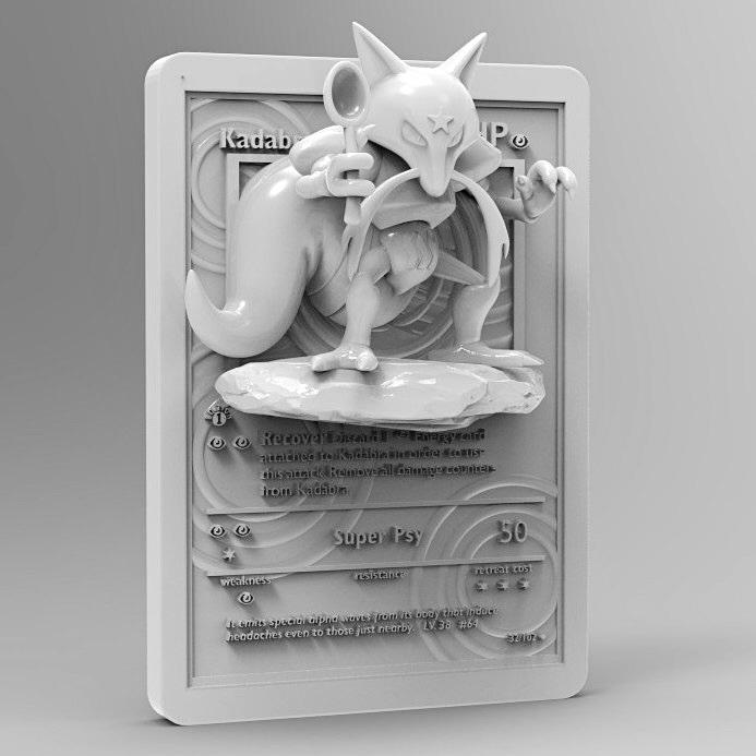 Kadabra - 3D Printed Pokemon Card Wall Hanger | Fan Art | Pokemon TCG | Resin Model | ABC3D Models