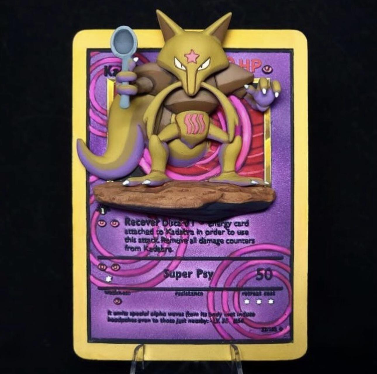 Kadabra - 3D Printed Pokemon Card Wall Hanger | Fan Art | Pokemon TCG | Resin Model | ABC3D Models
