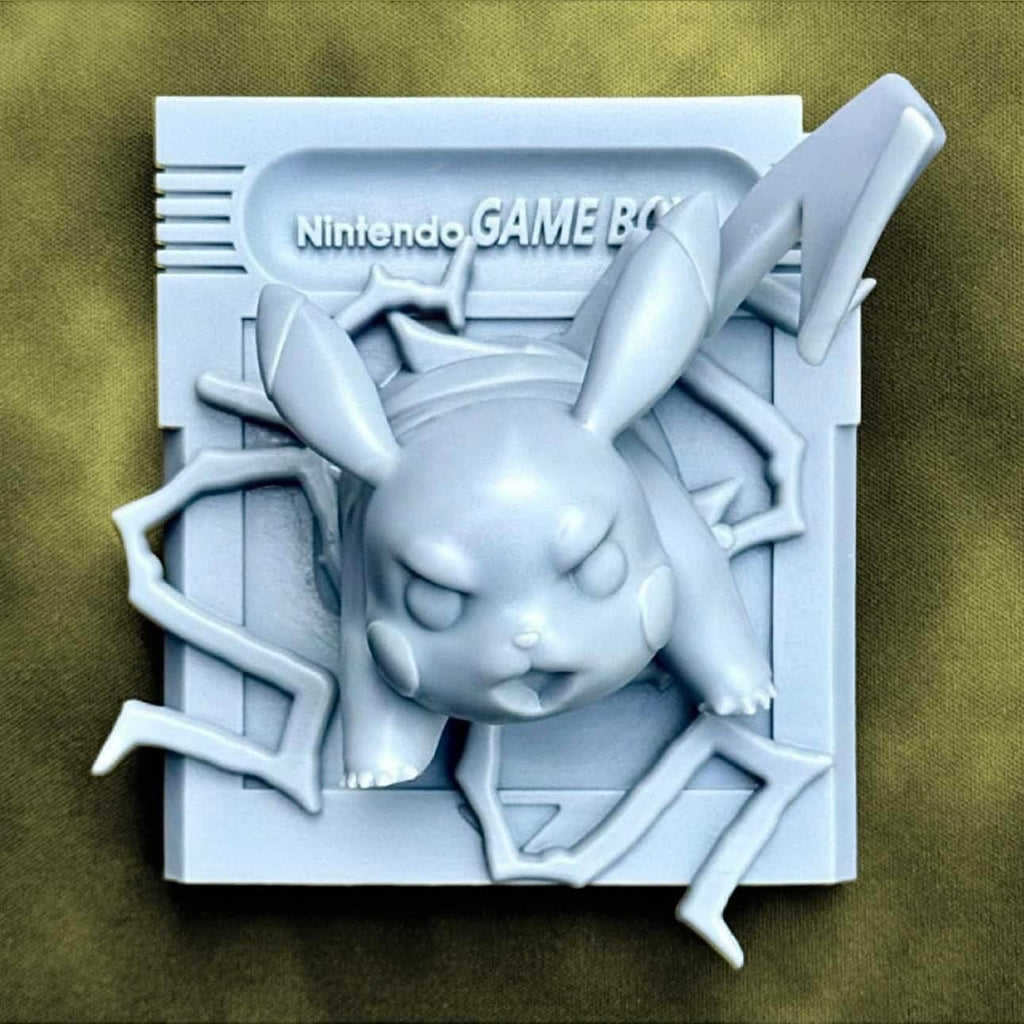 Pikachu Yellow - 3D Printed Pokemon Game Boy Cartridge Wall Hanger | Fan Art | Pokemon TCG | Resin Model | ABC3D Models