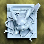 Pikachu Yellow - 3D Printed Pokemon Game Boy Cartridge Wall Hanger | Fan Art | Pokemon TCG | Resin Model | ABC3D Models