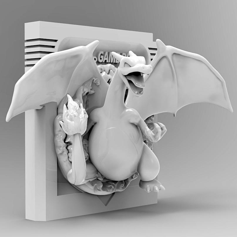 Charizard Red - 3D Printed Pokemon Game Boy Cartridge Wall Hanger | Fan Art | Pokemon TCG | Resin Model | ABC3D Models